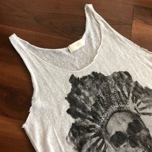 Urban Outfitters Tops - Raw hem white skull tank Urban Outfitters Tops - Raw hem white skull tank